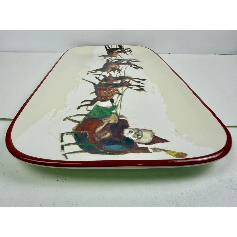 Williams Sonoma Santa & His Reindeer Serving Platter 9
